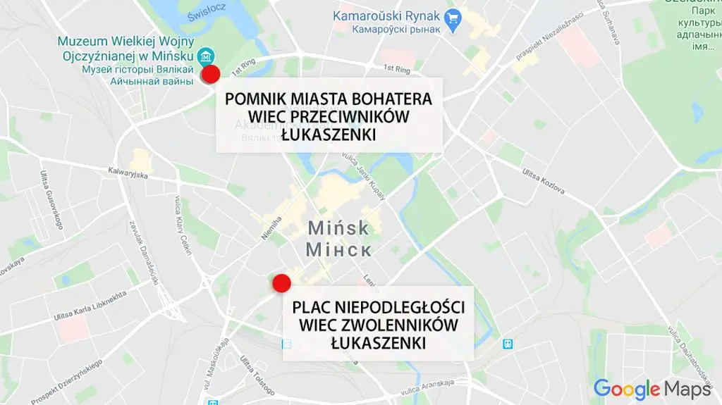 Demonstracje przeciwników i zwolenników Alaksandra Łukaszenki w Mińsku  
