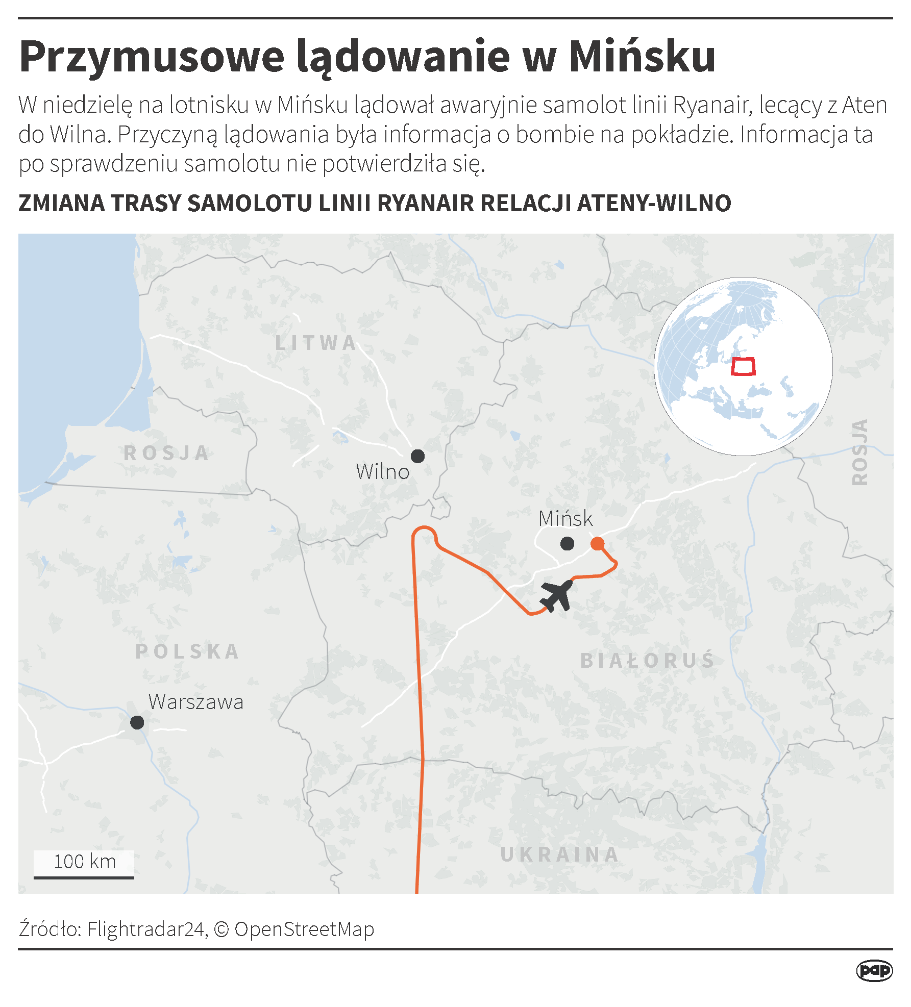 Przymusowe lądowanie w Mińsku