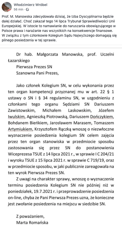 Wpis sędziego Wróbla