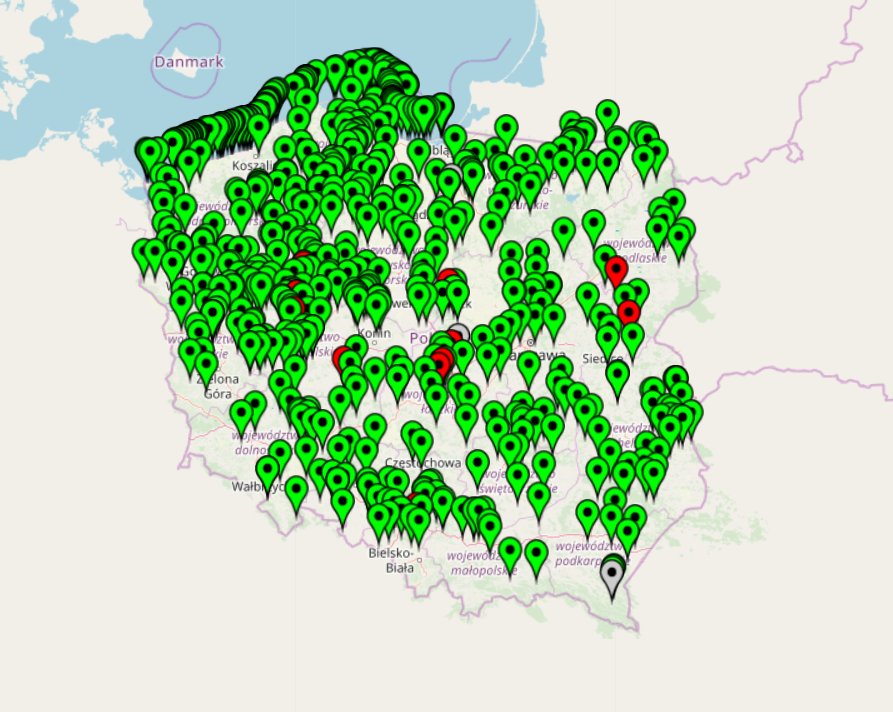 Stan wody w polskich kąpieliskach, 8 sierpnia 2021