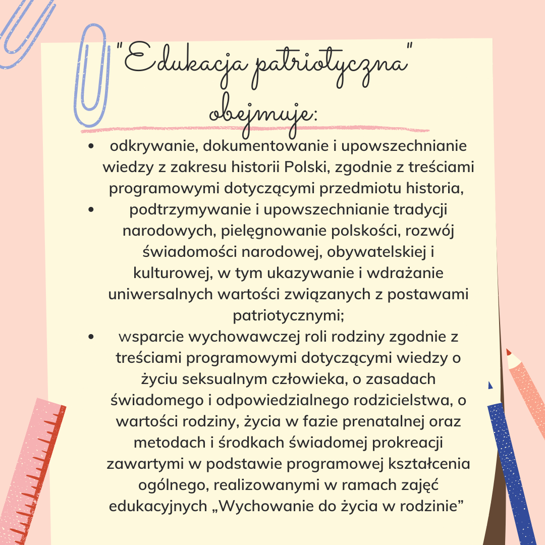 Edukacja patriotyczna według ministerstwa edukacji