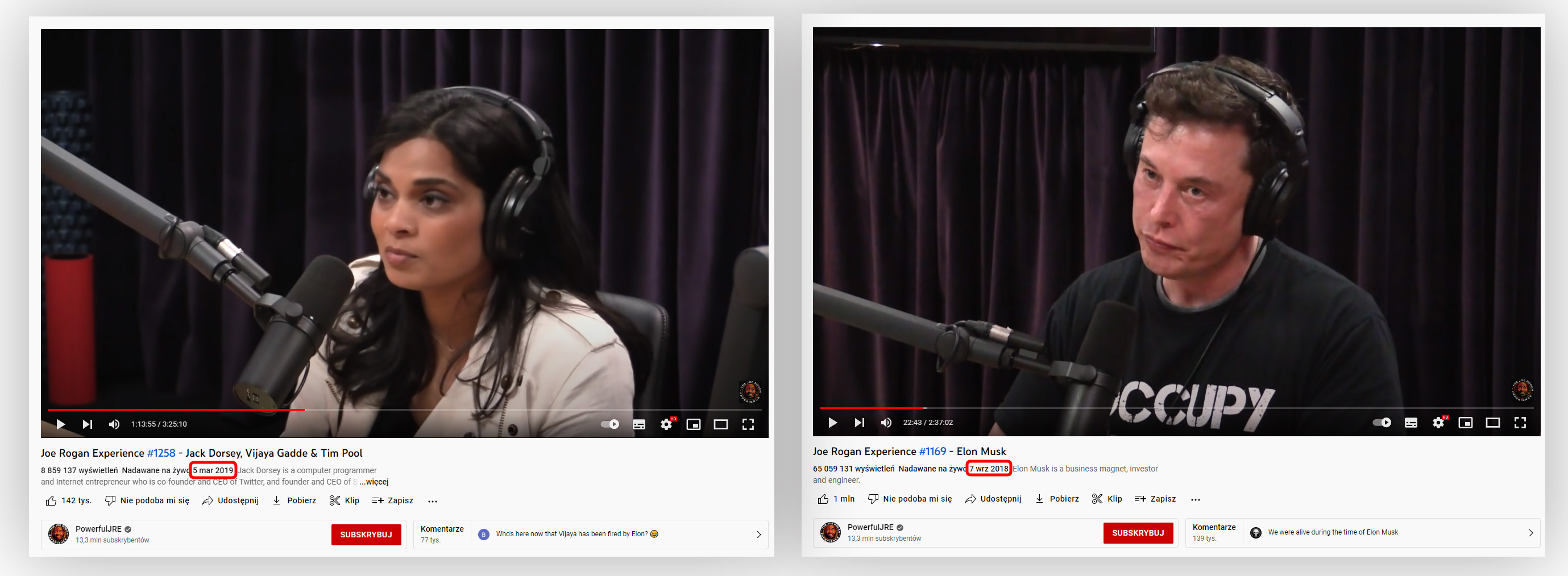 Wideo jest montażem co najmniej dwóch odcinków popularnego w USA podcastu