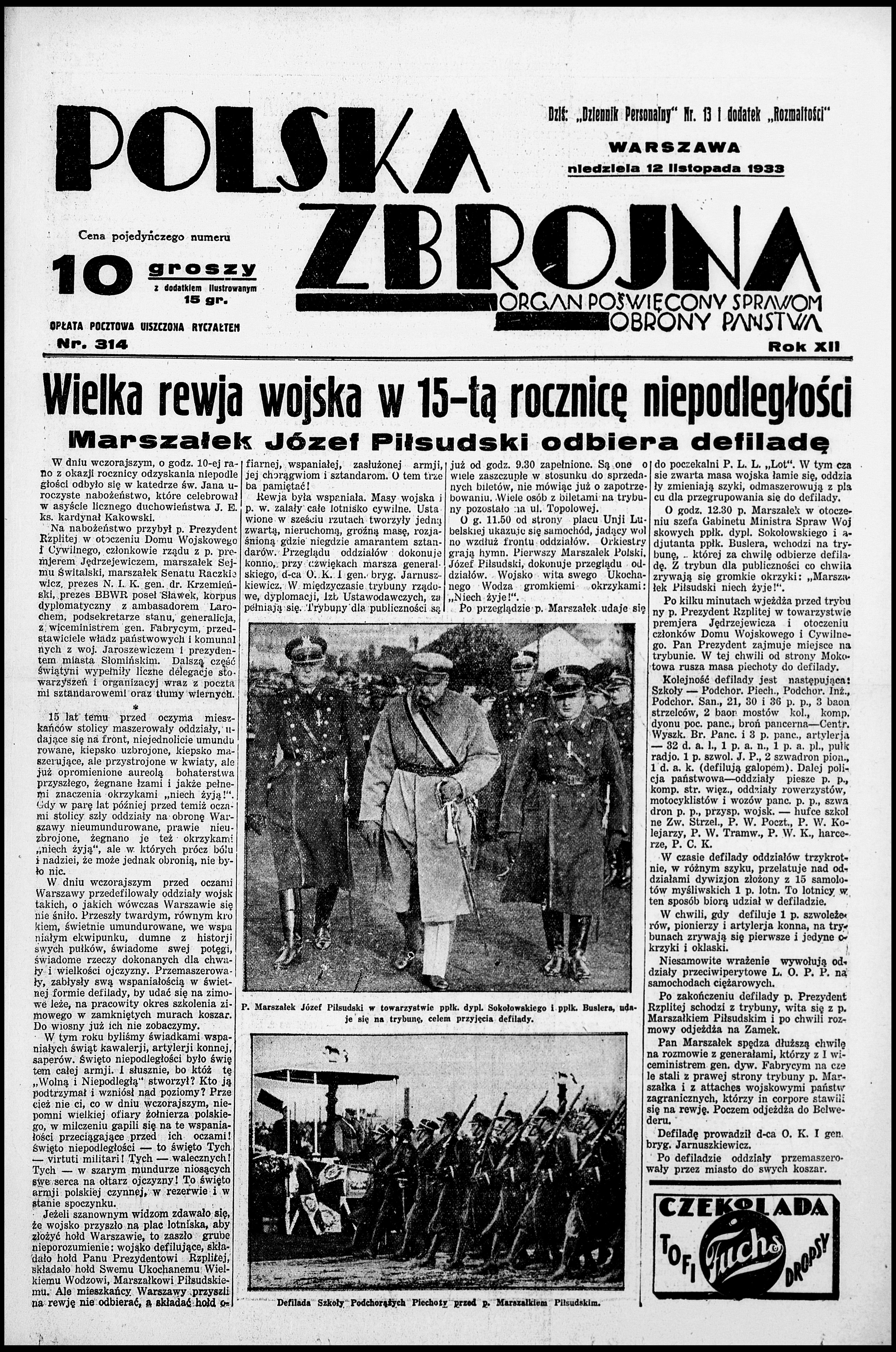 "Polska Zbrojna" z 12 listopada 1933 roku