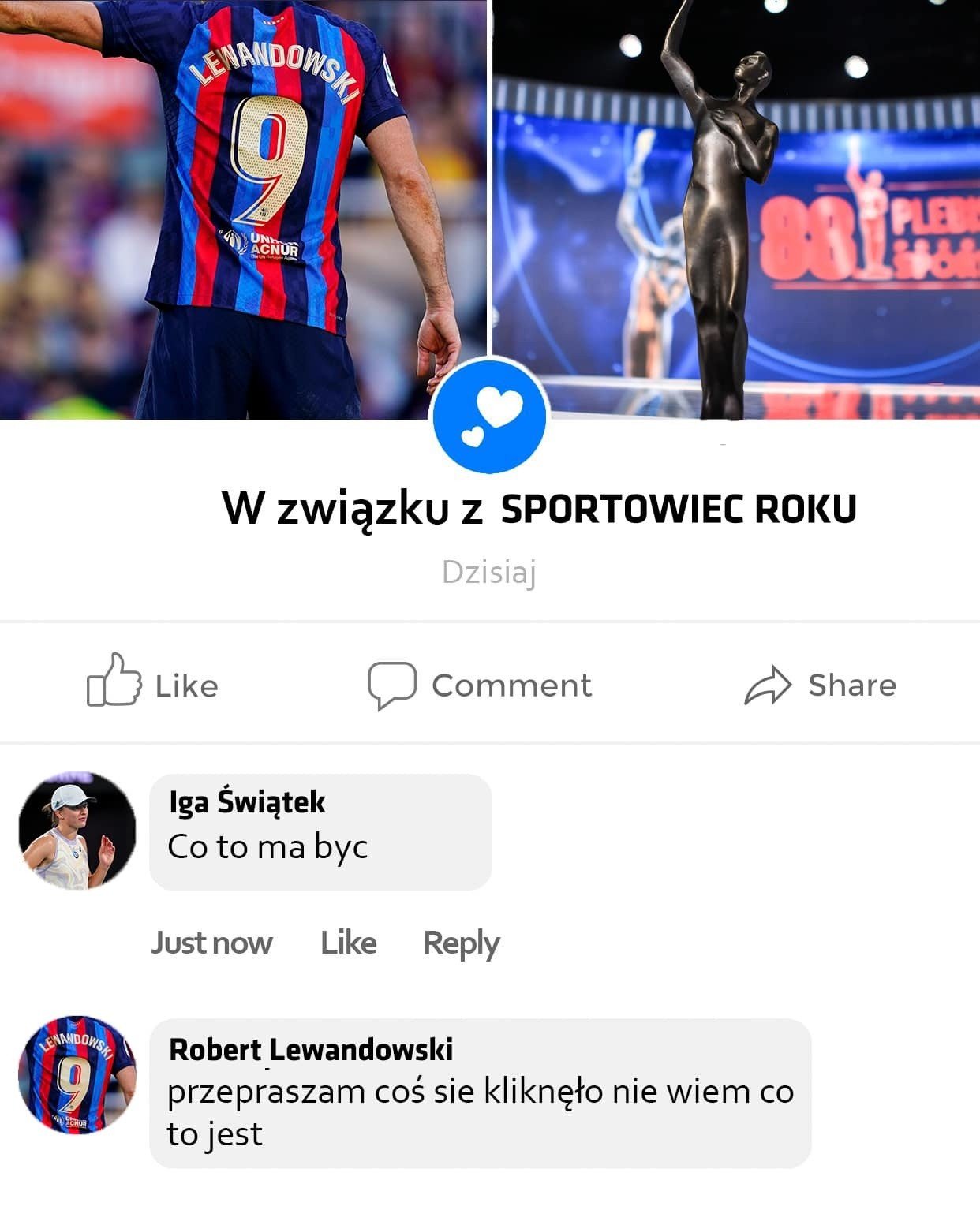 Iga Świątek "w związku" z Robertem Lewandowskim