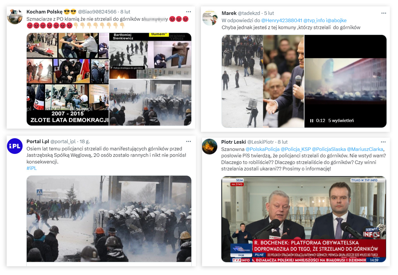 Przekaz PiS o tym, że PO "strzelała do górników", rozszedł się szeroko w internecie, budząc różne komentarze