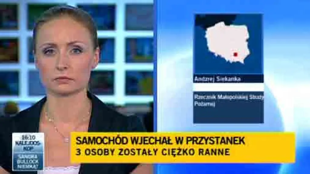 Auto wjechało w przystanek. Dwie osoby ranne (TVN24)