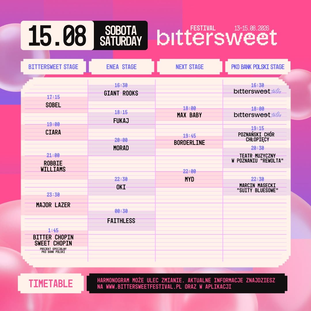BitterSweet Festival 2026 - plan sobotnich koncertów