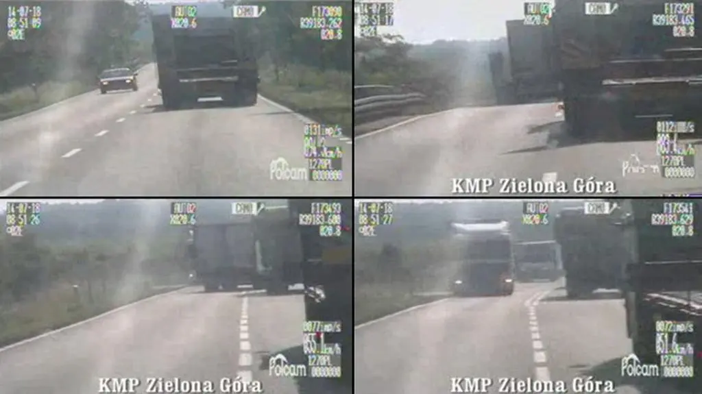 Brawurowa jazda tira. Jechał na czołowe, trafi przed sąd