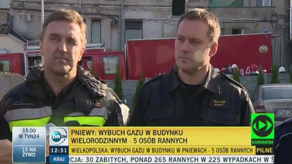 Pniewy: briefing prasowy służb ratowniczych po wybuchu gazu