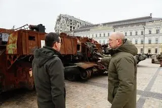 Premier Morawiecki w Kijowie, w towarzystwie szefa ukraińskiego rządu Denysa Szmyhala