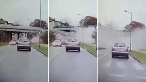 Closed overpass collapses in Koszalin