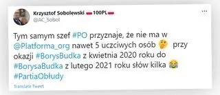 Do wypowiedzi Budki odniósł się na Twitterze szef Komitetu Wykonawczego PiS Krzysztof Sobolewski