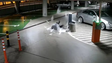 Skakał po świetliku, spadł na parking podziemny 