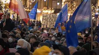 Protest w związku przegłosowaniem Lex TVN