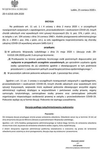 Decyzja wojewody z 25 czerwca