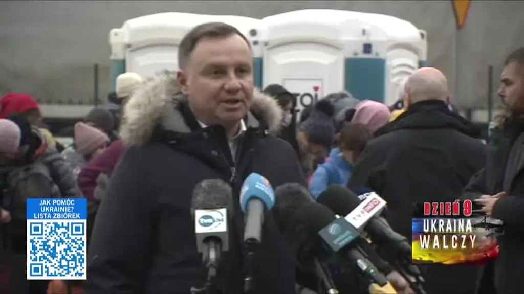 Prezydent Andrzej Duda na przejściu granicznym w Korczowej