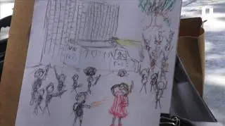 Rysunek słynnej protestującej w czerwonej sukience