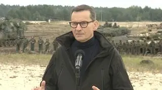 PM Morawiecki at military drills the Polish army held with U.S. and British allies in eastern Poland