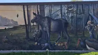 Mural we wsi Goniądz