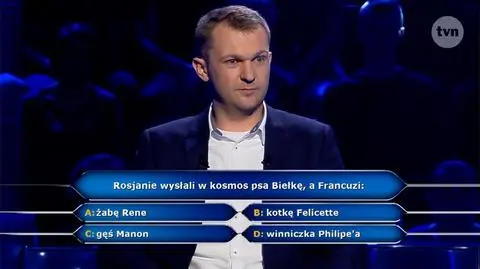 Pytanie w "Milionerach" o zwierzę, które Francuzi wysłali w kosmos