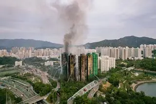 Skutki pożaru w Hongkongu