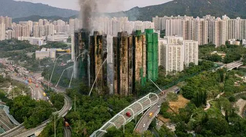 Skutki pożaru w Hongkongu