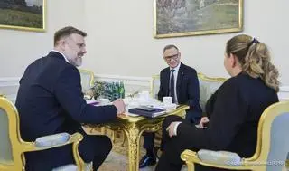 Spotkanie prezydenta RP Andrzeja Dudy z kandydatem partii Razem na prezydenta Adrianem Zandbergiem