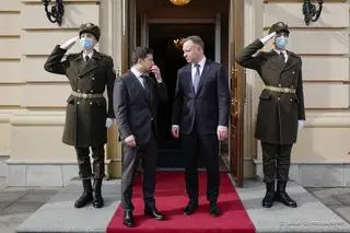 Wołodymyr Zełenski i Andrzej Duda Kijów, 23.02.2022