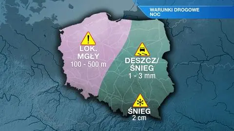 Warunki drogowe w nocy z 21 na 22.01