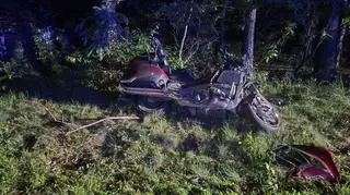 Łoś wtargnął na drogę. Motocyklista ciężko ranny, pasażerka nie żyje