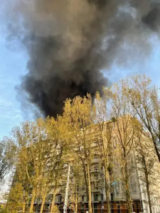 Pożar styropianu na budowie w Łodzi