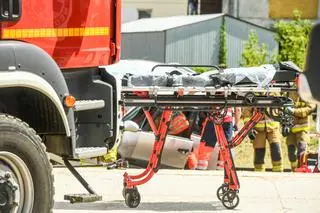 Ćwiczenia służb na przejeździe kolejowo-drogowym