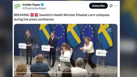 Szwedzka ministra zdrowia Elisabet Lann zasłabła na konferencji prasowej