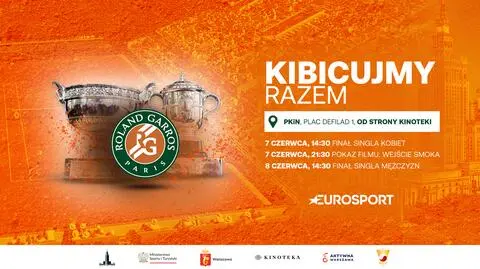 Wspólne oglądanie finałów Roland Garros przed Pałacem Kultury i Nauki