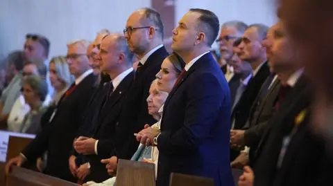 Prezydent Karol Nawrocki podczas mszy świętej w Narodowym Sanktuarium Matki Bożej Częstochowskiej w Doylestown (21.09.2025)