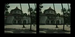 Wyprawa Polskiej Akademii Nauk do Azji Południowo-Wschodniej. Cejlon 1957 r. Colombo. Świątynia buddyjska Asokaramaya (ang. Asokaramaya Buddhist Temple). Widok od strony ogrodu światynnego. 