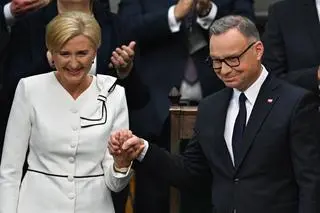 Andrzej i Agata Duda podczas zaprzysiężenia prezydenta Nawrockiego
