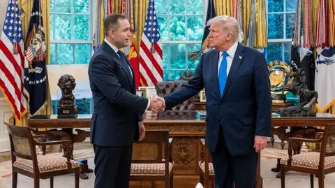 Karol Nawrocki podczas spotkania z Donaldem Trumpem