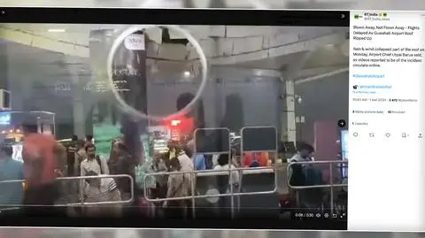 Pod naporem deszczu runęła część dachu międzynarodowego lotniska