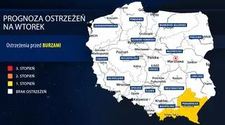 Prognoza zagrożeń meteorologicznych na wtorek