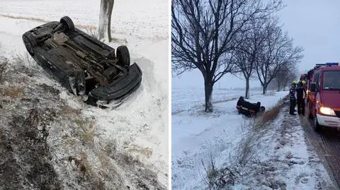 Dachował w rowie, został ukarany mandatem