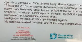 Wjazd do centrum "z upoważnienia Papy Smerfa". Nietypowe pozwolenie kierowcy meleksa