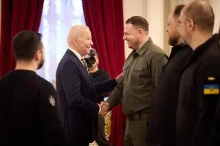 Joe Biden i Wołodymyr Zełenski w Kijowie (20.02.2023)