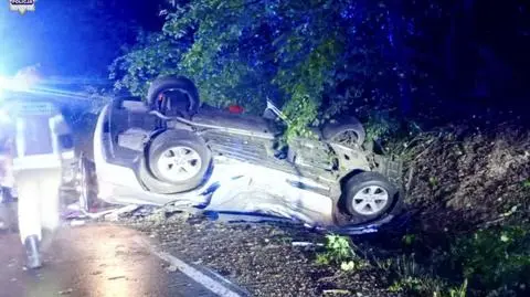 Na łuku wypadł z drogi i uderzył w drzewo. Kierowca nie żyje, pasażer w szpitalu