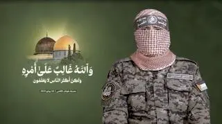 Abu Obeida, rzecznik Hamasu na nagraniu tej organizacji