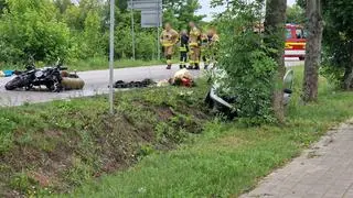 Wypadek z udziałem motocyklisty