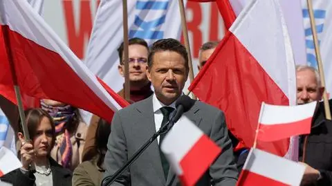 Trzaskowski o Nawrockim podczas wiecu w Płocku