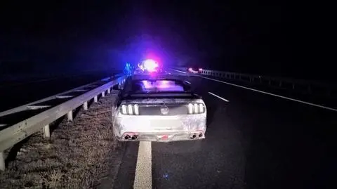 Mustang na środku drogi ekspresowej. Kierowca zostawił auto i wrócił do domu "na stopa"