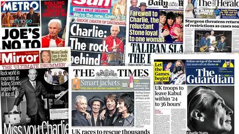 "Będziemy za tobą tęsknić", "skała Stonesów". Prasa żegna Charliego Wattsa