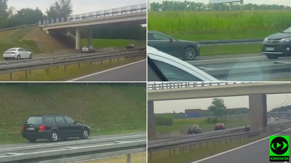 Pięć samochodów pod prąd na A4